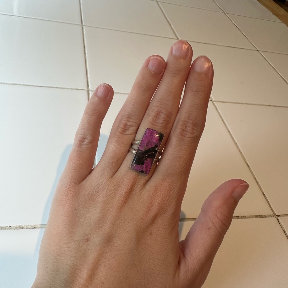 Magenta with Black Stone Ring